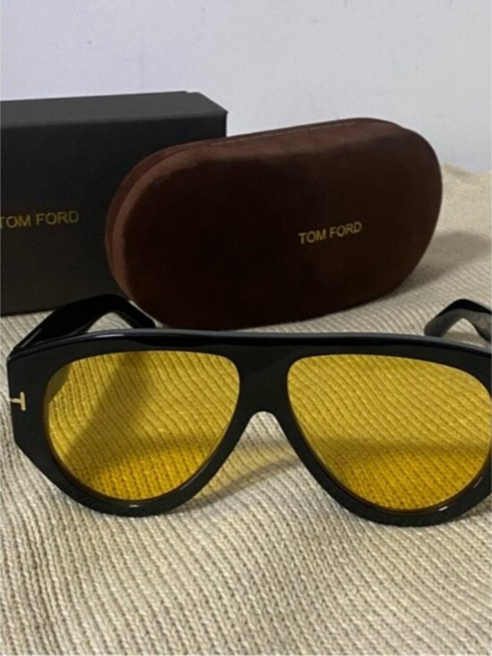Tom Ford Black Sunglasses with Yellow Lenses - Picture 2 of 5